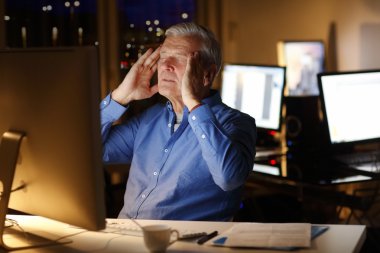 exhausted businessman sitting