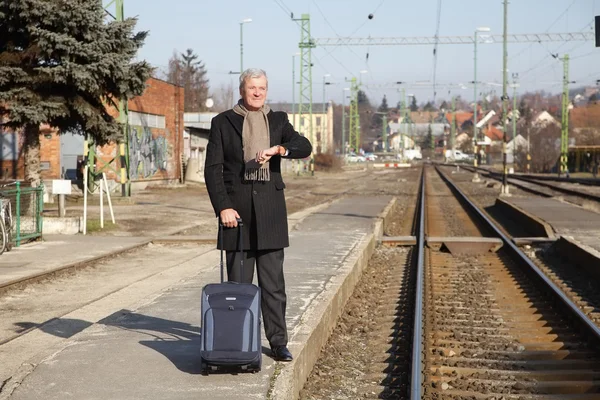 Zakenman kijken zijn horloge — Stockfoto