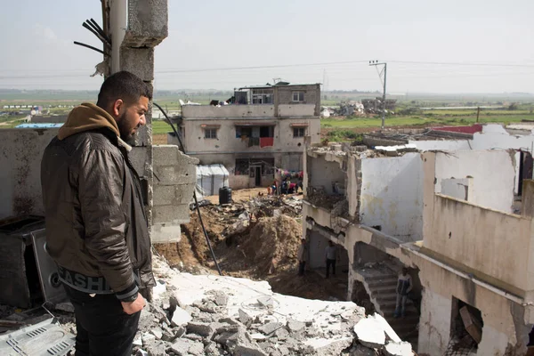 Faixa de Gaza, Shejaiya: o bairro foi quase totalmente devastado pelo bombardeio — Fotografia de Stock