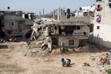 Gaza Strip, Shejaiya: the neighborhood was almost totally devastated by bombing clipart