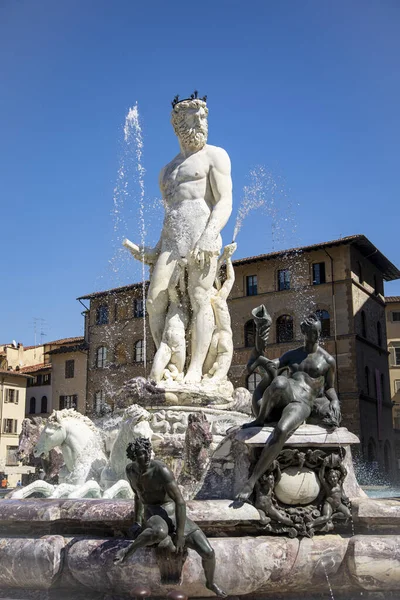 Fontana Del Nettuno Florence Piazza Della Signoria — 图库照片