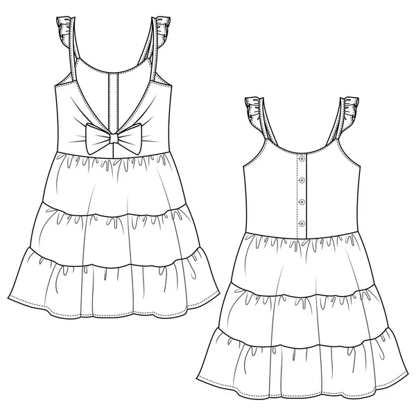 depositphotos 453580038 stock illustration girls tiered dress fashion flat
