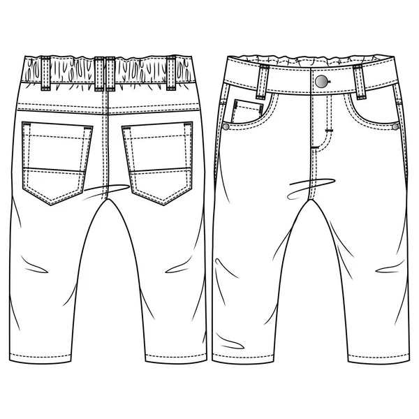 Baby Boys Pantolonun Düz Çizim Şablonunu Cebinde Taşıyor Teknik Moda — Stok Vektör