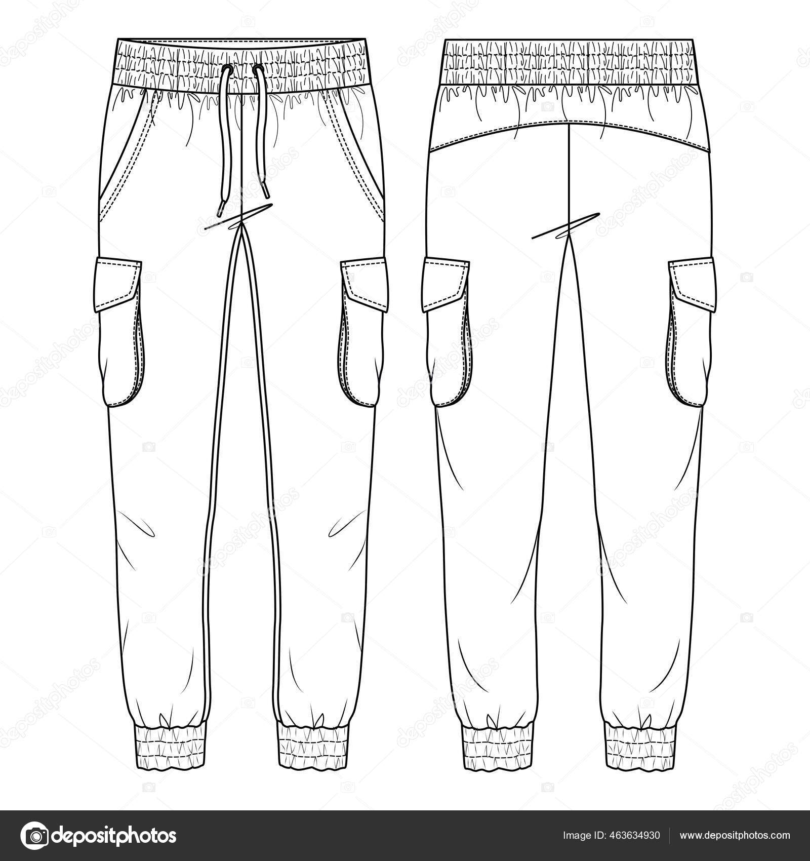Premium Vector | Fashion technical drawing of slit trousers