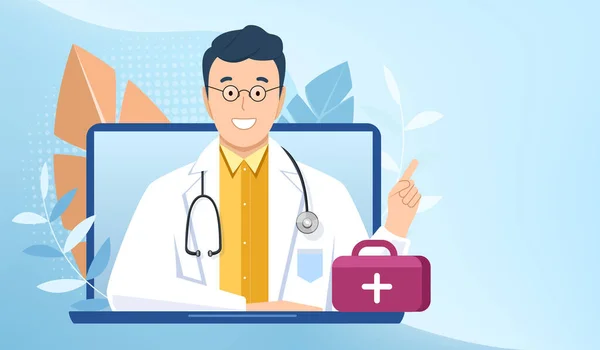 Online doktersconsultatie via internet — Stockvector