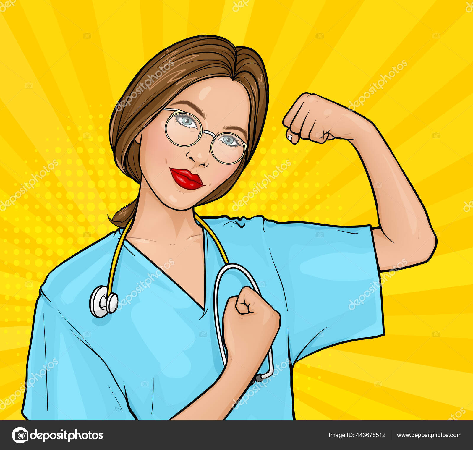 Médica apontando dedos saúde e mão médica desenhada ilustração da arte dos  desenhos animados
