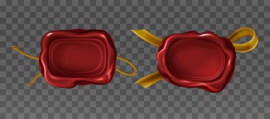 Mektup, belge veya sertifika için kırmızı balmumu mühürleri