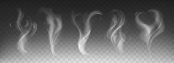 Ensemble de fumée vapeur avec forme de coeur et tourbillon Graphismes Vectoriels