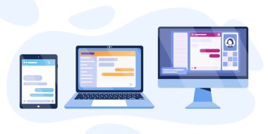 Bilgisayarda, tablette, dizüstü bilgisayarda sohbet robotu pencereleri