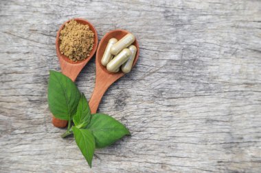 Alternatif bitkisel ilaçlar sağlıklı beslenmek için organik özüttür. İyi bir yaşam için sağlıklı besin.