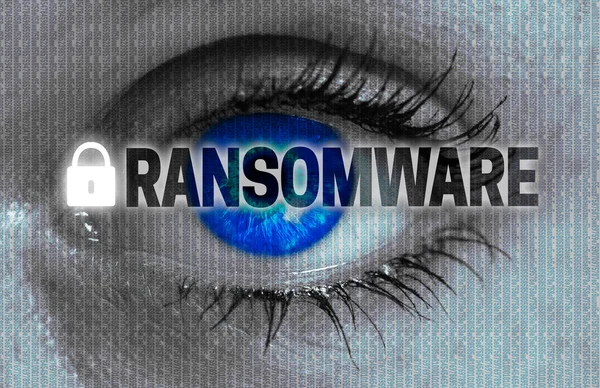 Ransomware eye looks at viewer concept — Stock Photo, Image