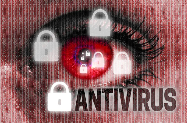 Antivirus oeil regarde arrière-plan concept spectateur — Photo