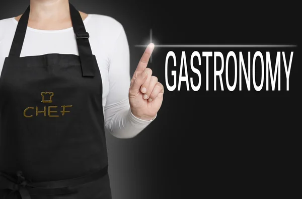 Gastronomy touchscreen is operated by chef — Stock Photo, Image