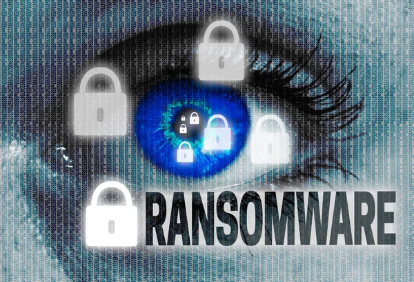 Mata ransomware melihat konsep penampil — Stok Foto