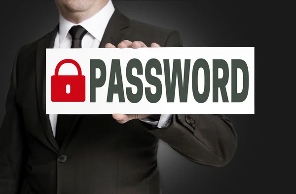 Password cartello è detenuto da uomo d'affari — Foto Stock