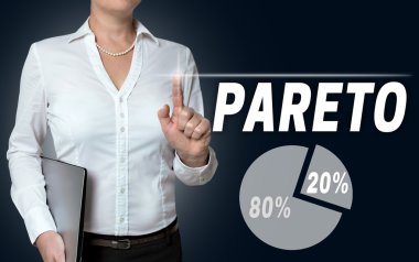 Pareto touchscreen is operated by businesswoman clipart
