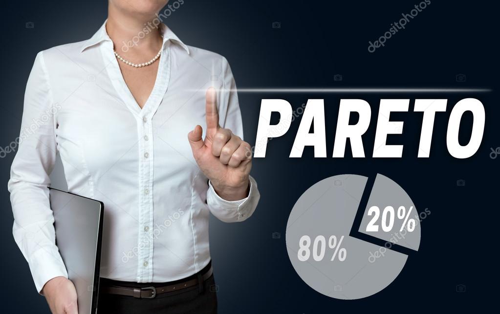 Pareto touchscreen is operated by businesswoman