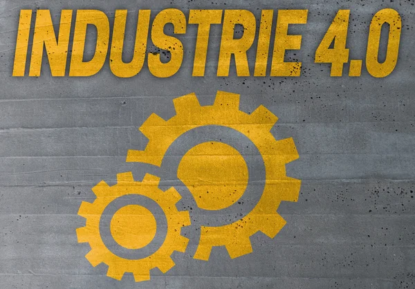 Industria 4.0 en alemán industire 4.0 icono en el concepto de cemento de nuevo — Foto de Stock