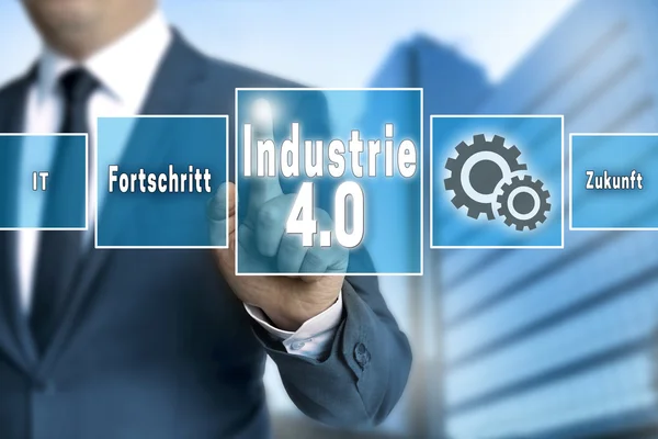 Industrie 4.0 na indústria alemã touchscreen é operado por busi — Fotografia de Stock