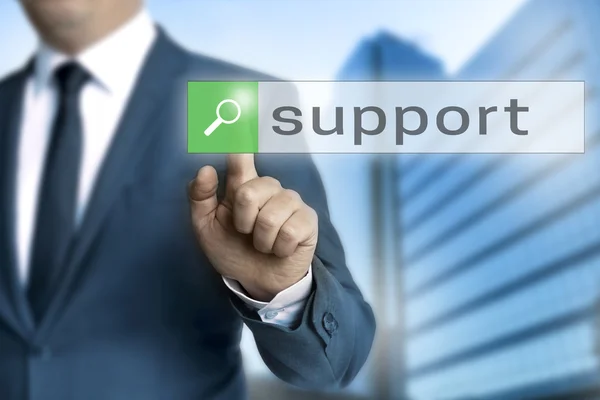 Support browser is operated by businessman background — Stock Photo, Image