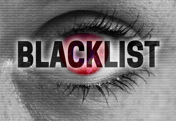 Blacklist eye looks at viewer concept — Stock Photo, Image