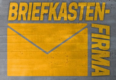 briefkastenfirma (in german offshore company) concept on cement  clipart