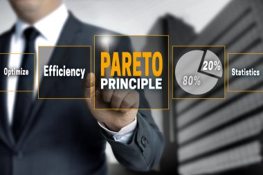 Pareto touchscreen is operated by businessman clipart
