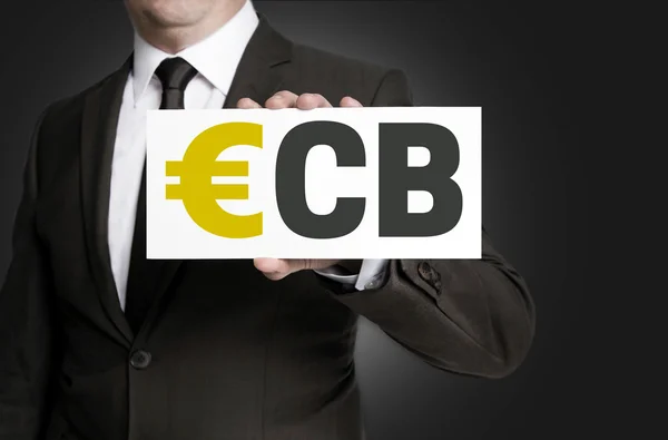 Ecb sign is held by businessman background — Stock Photo, Image