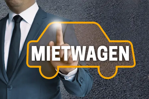 Mietwagen (i tysk hyrbil) touchscreen drivs av verksam — Stockfoto