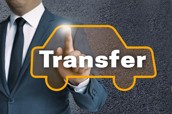 Transfer car touchscreen operated by businessman concept — Stock Photo, Image