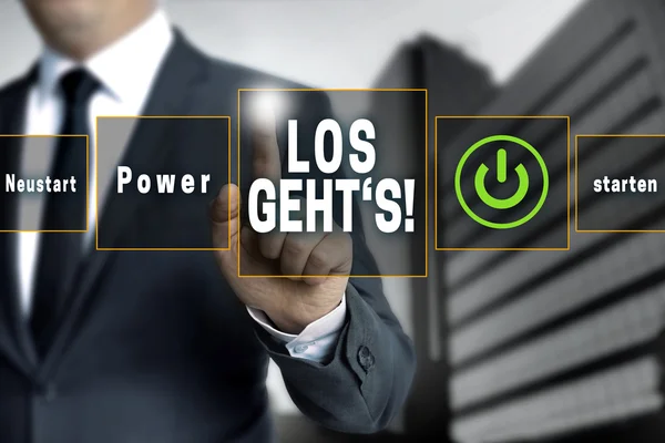 Los gehts (på tyska här vi gå) touchscreen konceptet bakgrund — Stockfoto
