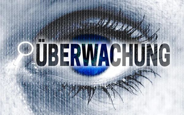 Ueberwachung (a német monitoring) szem néz ki, a koncepció viewer — Stock Fotó