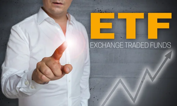 Etf 的触摸屏是由人操作 — 图库照片