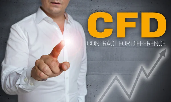 Cfd-Touchscreen wird vom Mann bedient — Stockfoto