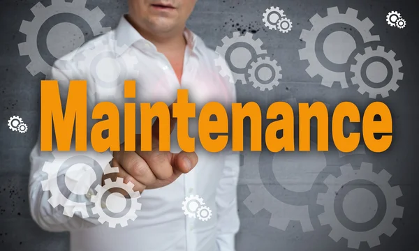 Maintenance touchscreen is operated by man — Stock Photo, Image