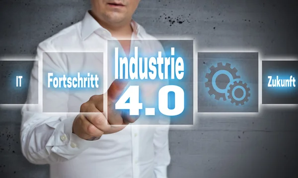 Ekran dotykowy Industrie 4.0 (w niemieckim przemyśle, postęp, przyszłość) — Zdjęcie stockowe