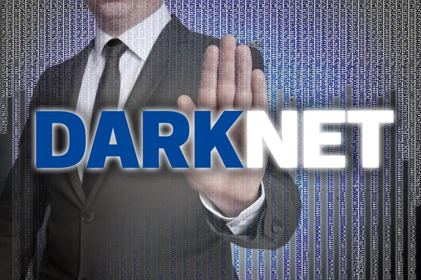 Darknet with matrix is shown by businessman — Stock Photo, Image