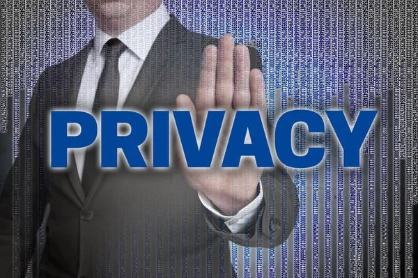 Privacy met matrix wordt weergegeven door de zakenman — Stockfoto