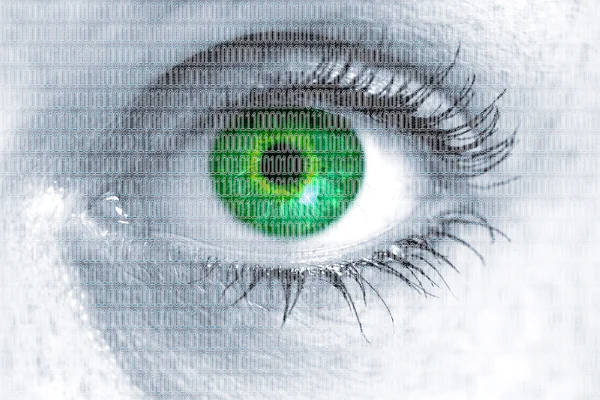 Matrix eye looks at viewer concept — Stock Photo, Image