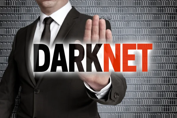 Darknet Mit Matrix Wird Von Geschäftsmann Gezeigt — Stockfoto