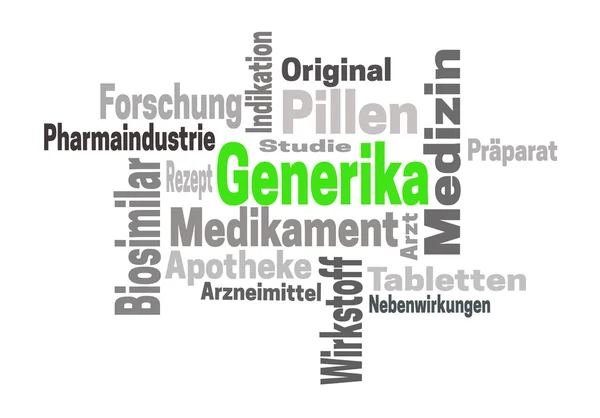 Generika (tıpta Alman genel) kelime bulutu kavramı — Stok fotoğraf