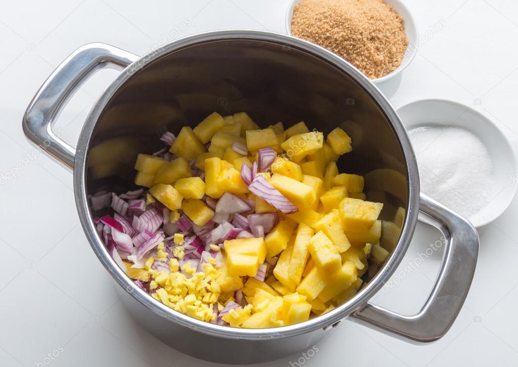 Onion pineapple chutney ingredients and preparation