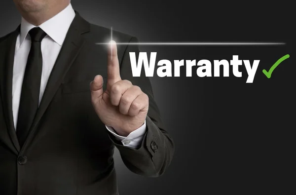 Warranty touchscreen is operated by businessman — Stock Photo, Image