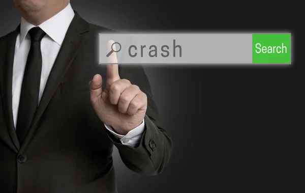 Crash navegador de internet é operado pelo homem de negócios — Fotografia de Stock