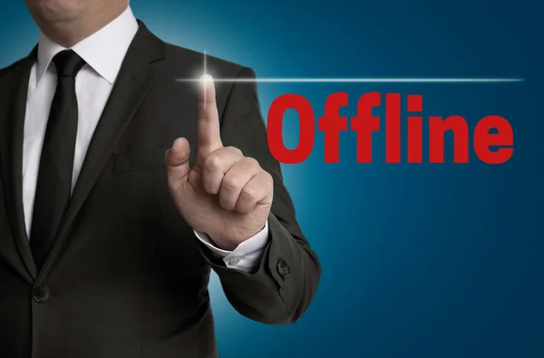 Offline touchscreen is operated by businessman — Stock Photo, Image