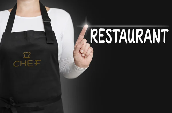 Restaurant touchscreen is operated by chef — Stock Photo, Image