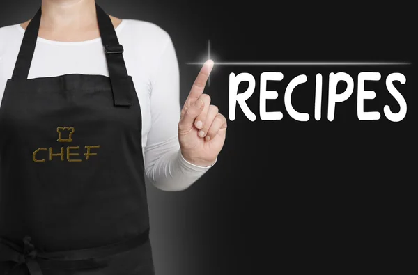 Recipes touchscreen is operated by chef — Stock Photo, Image