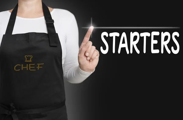 Starters touchscreen is operated by chef — Stock Photo, Image