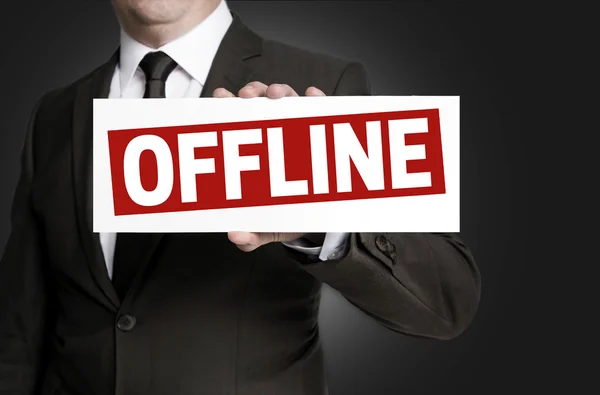 Offline sign is held by businessman — Stock Photo, Image