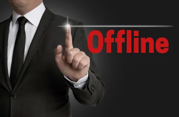 Offline touchscreen is operated by businessman — Stock Photo, Image